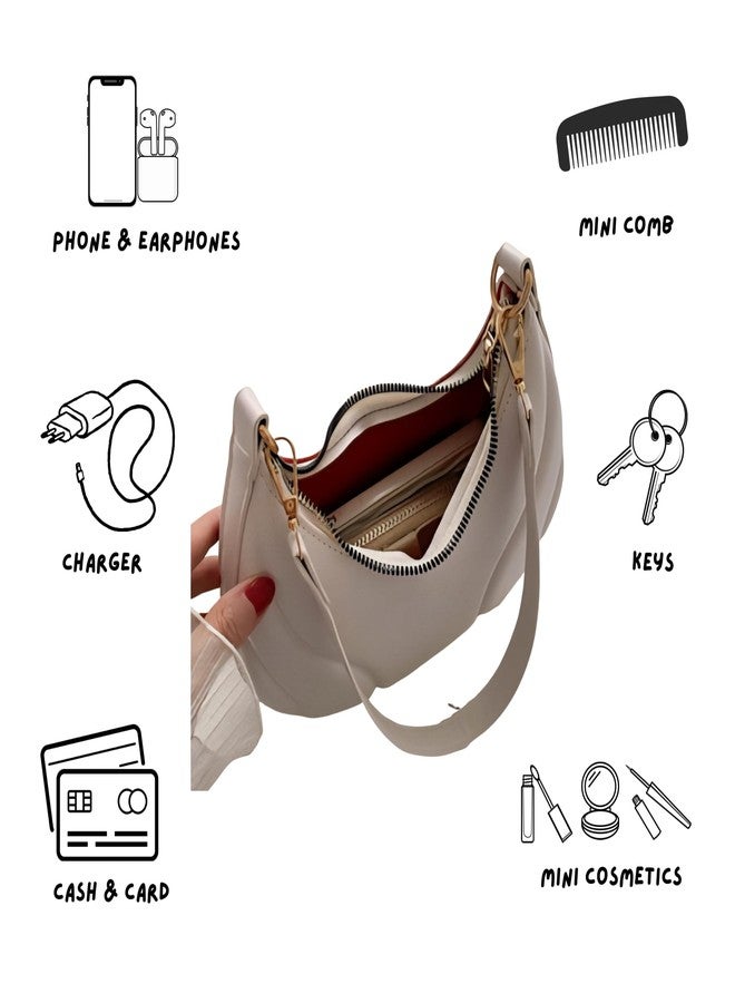 SANTORINI Mini Party handbags for Women | Small size hobo Shoulder bags (White) - Image 3
